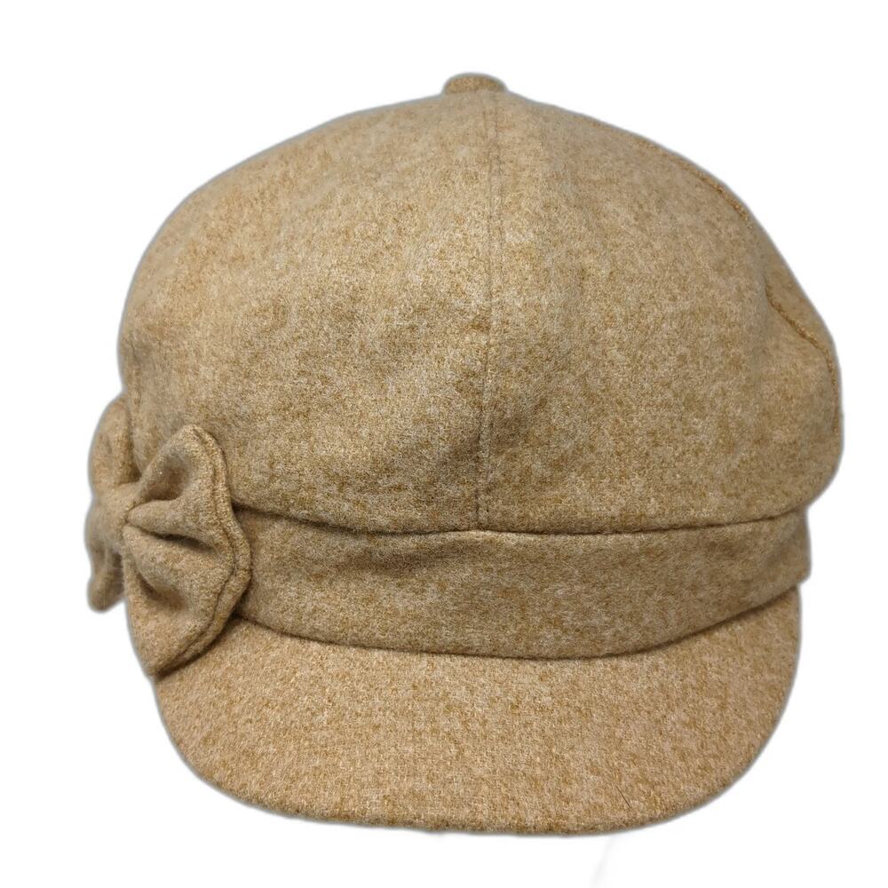 D&Y Army Cap Brown One Size Bow Textured Acrylic Newsboy Baker Boy Style Hat